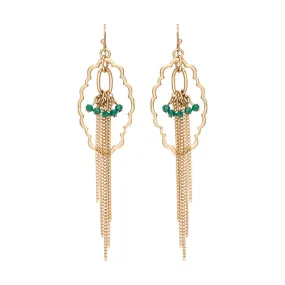 Joanna Cluster Bead Fringe Long Dangle Earrings