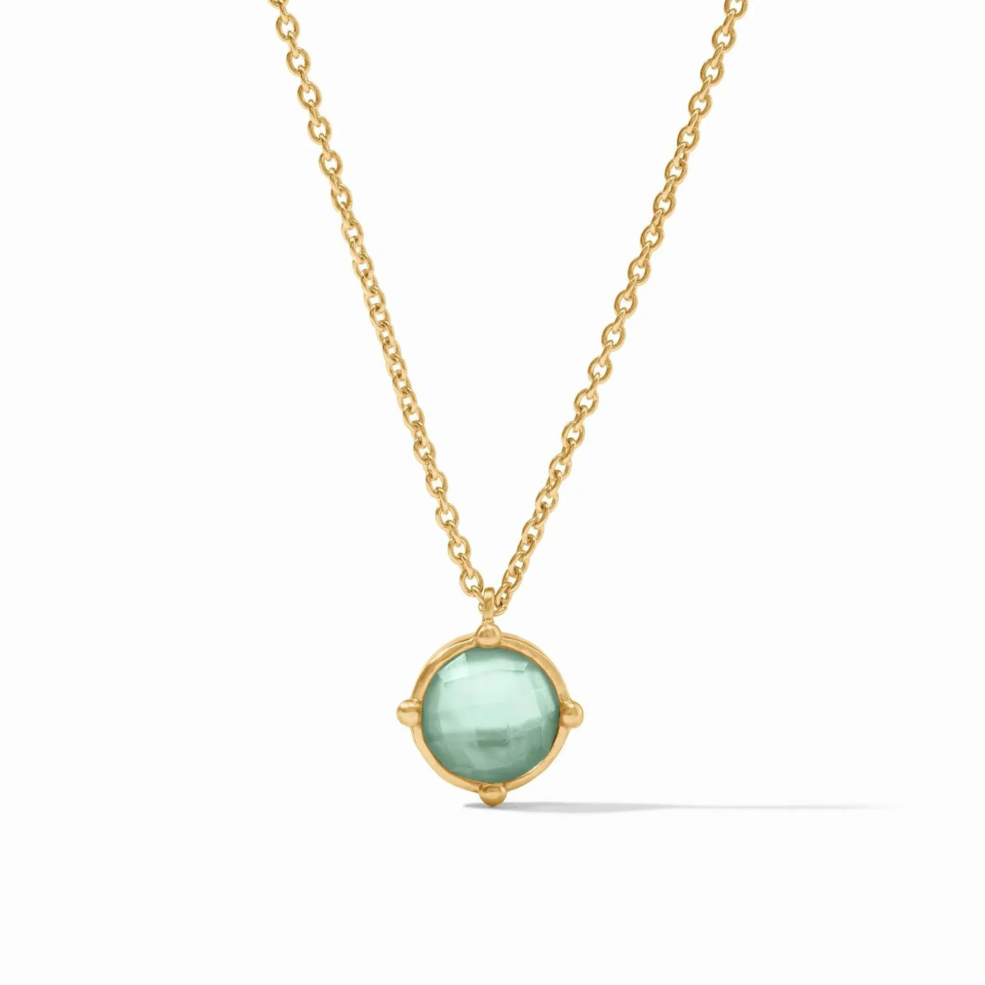 Julie Vos Honeybee Solitaire Necklace Iridescent Aquamarine Blue