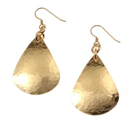 Large Hammered Bronze Teardrop Earrings