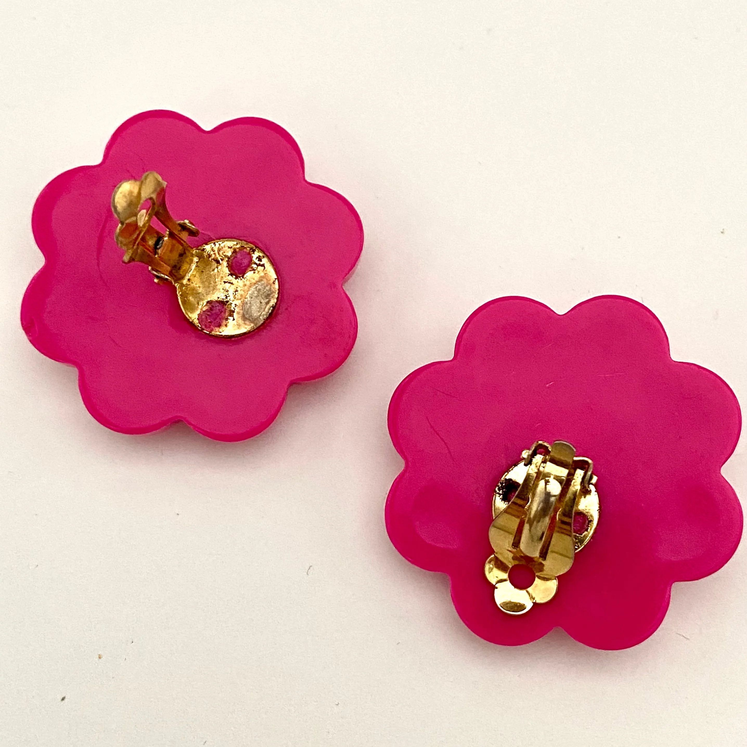 Late 60s/ Early 70s Large Flower Clip Earrings