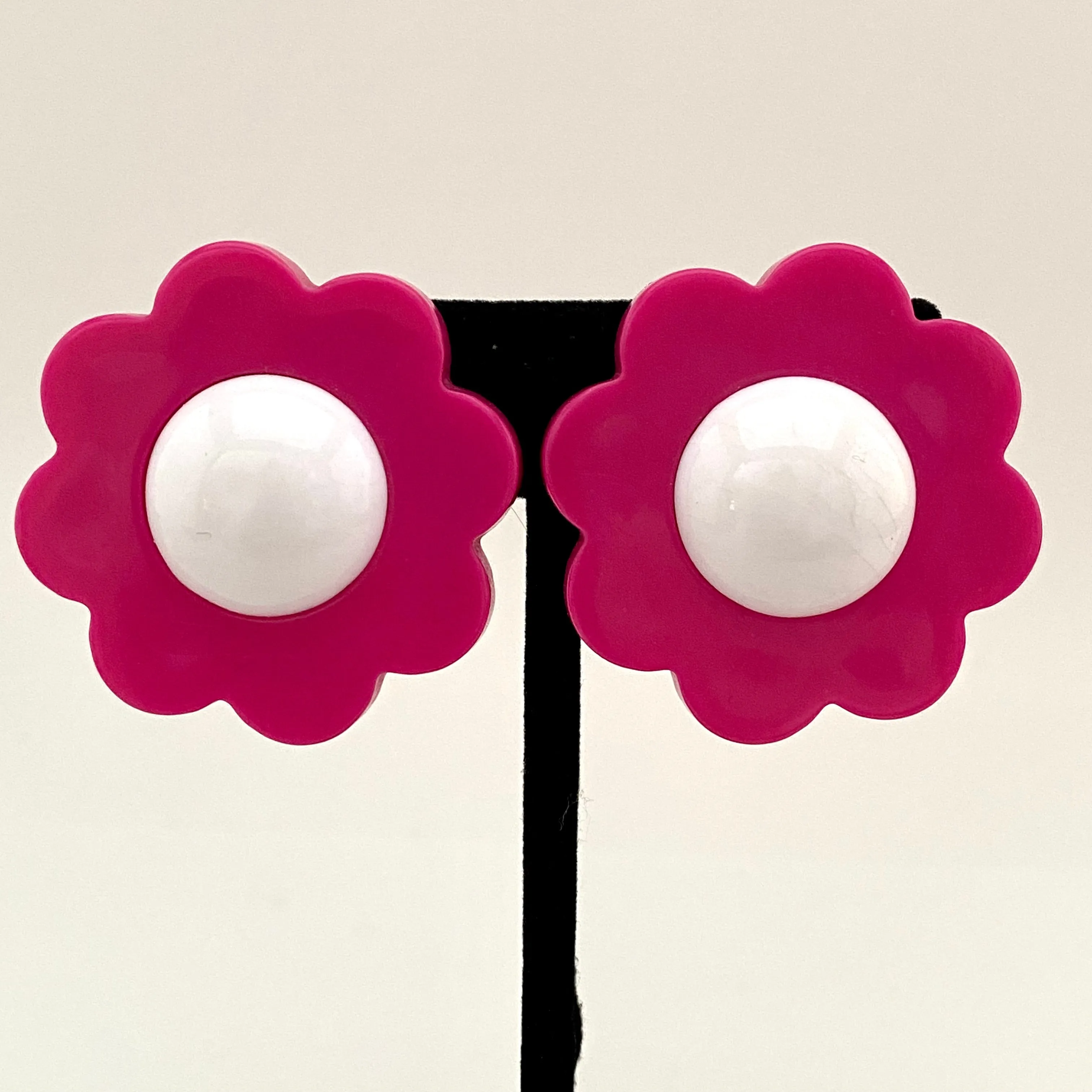 Late 60s/ Early 70s Large Flower Clip Earrings