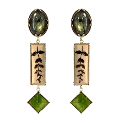 Leaves, Jade, & Labradorite Earrings