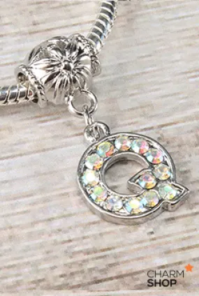 Letter Q Rhinestone Bead Charm