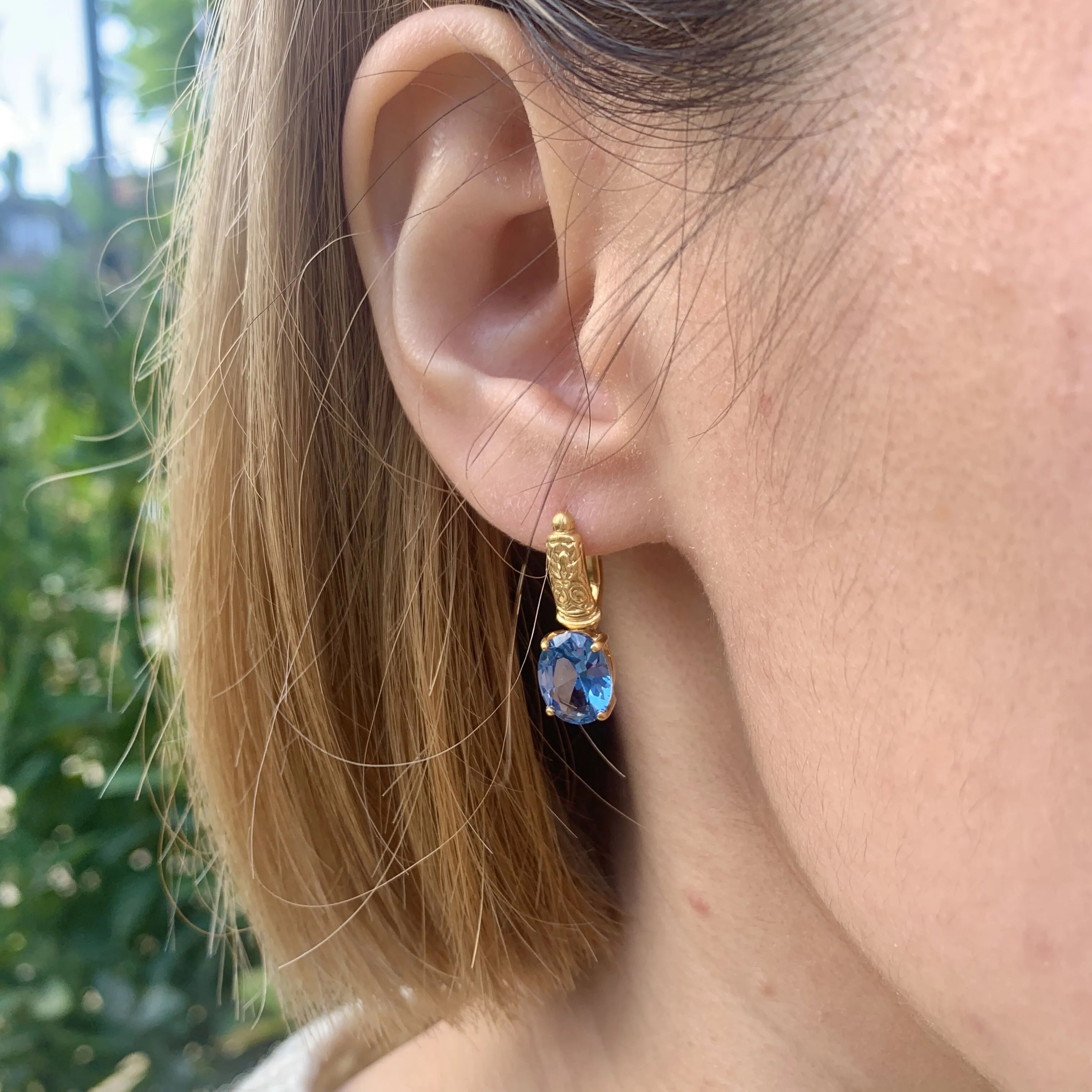Long Aquamarine Earrings - Blue Tribal Earrings, Gold Aquamarine Earrings