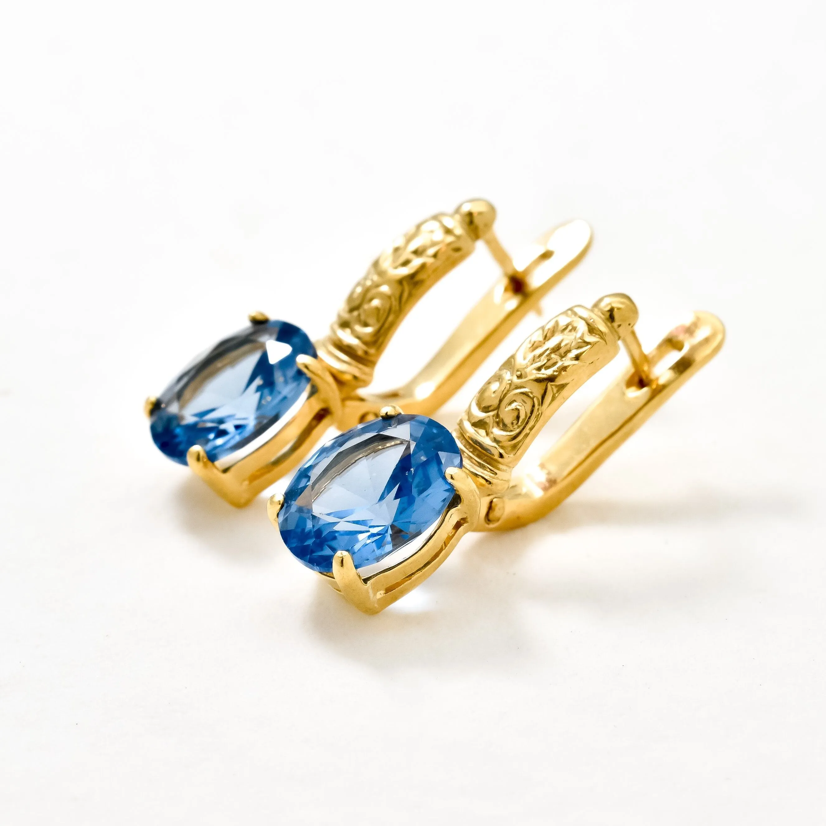 Long Aquamarine Earrings - Blue Tribal Earrings, Gold Aquamarine Earrings