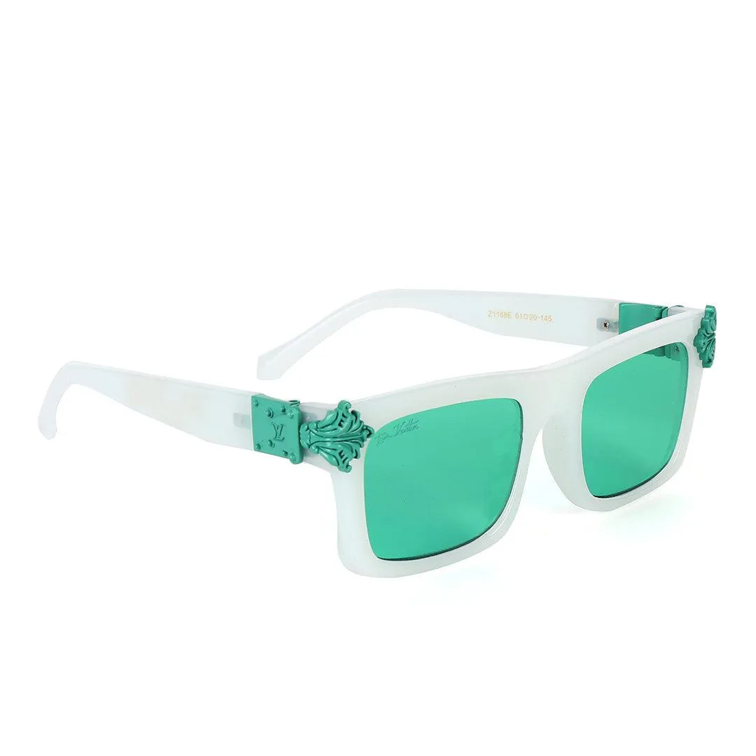 Louis Vuitton Classic Crested Offwhite And Green Lens Sunglasses