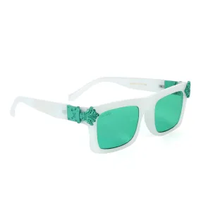 Louis Vuitton Classic Crested Offwhite And Green Lens Sunglasses