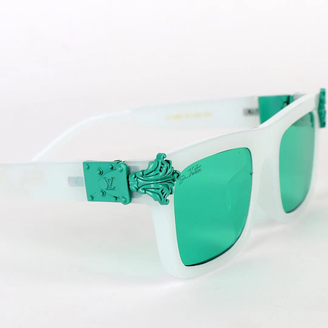 Louis Vuitton Classic Crested Offwhite And Green Lens Sunglasses