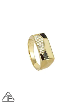 Lux Prism Lattice: Yellow Gold Mammoth Inlay Signet Ring