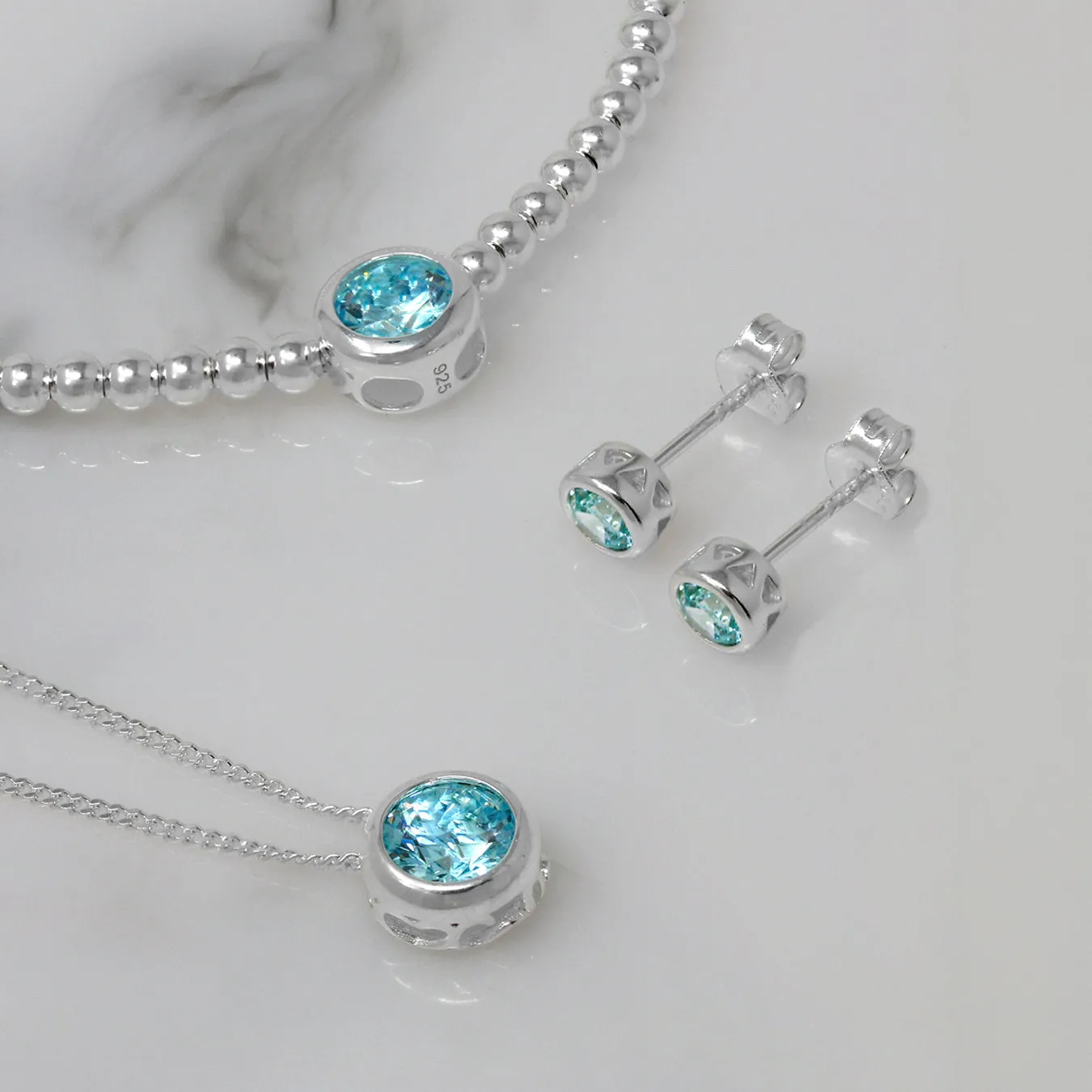 March Birthstone Gift Set - Silver