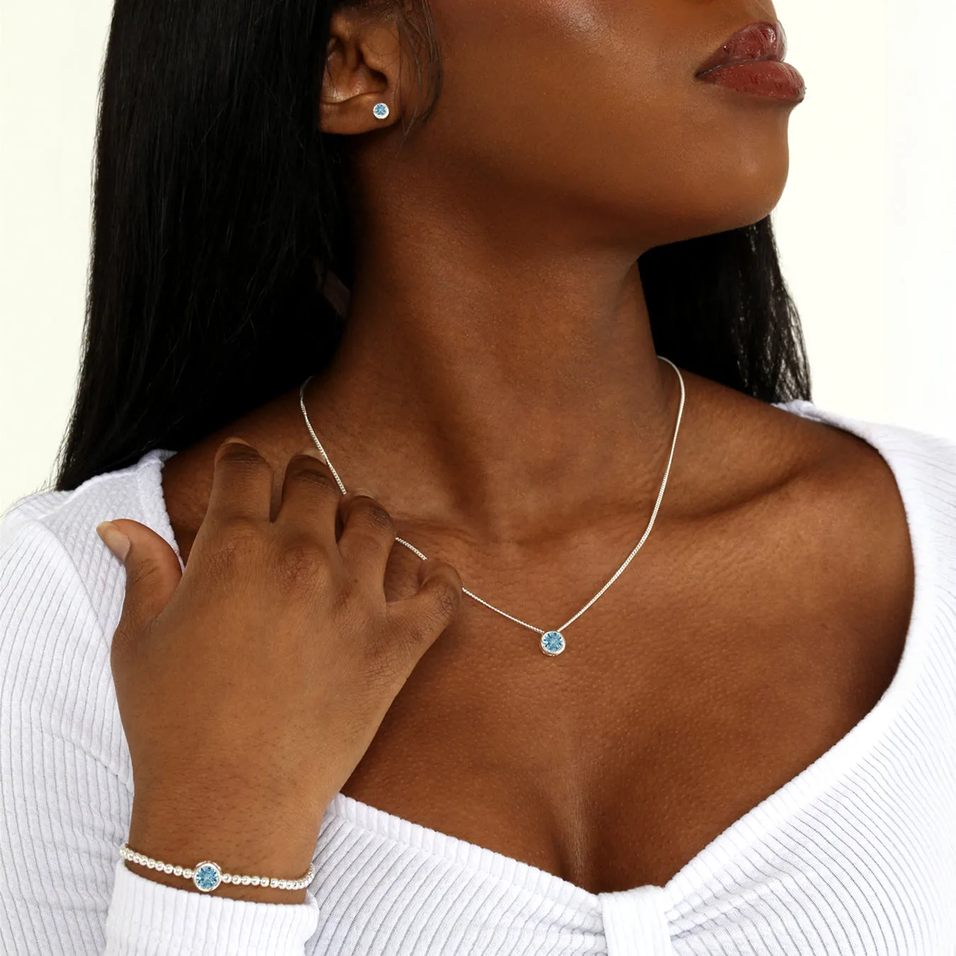March Birthstone Gift Set - Silver