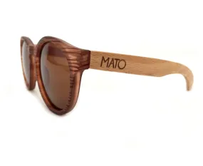 Mato Wooden Sunglasses Bamboo Handle Round Erika Polarized Brown Lens