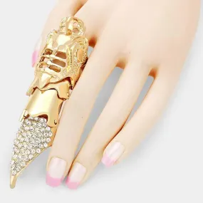 Medieval Versatile Clear Crystal Accented Stretch Ring / Pendant