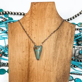 Merle House | Navajo Handmade Genuine Sterling Silver and Triangle Kingman Turquoise Pendant Necklace