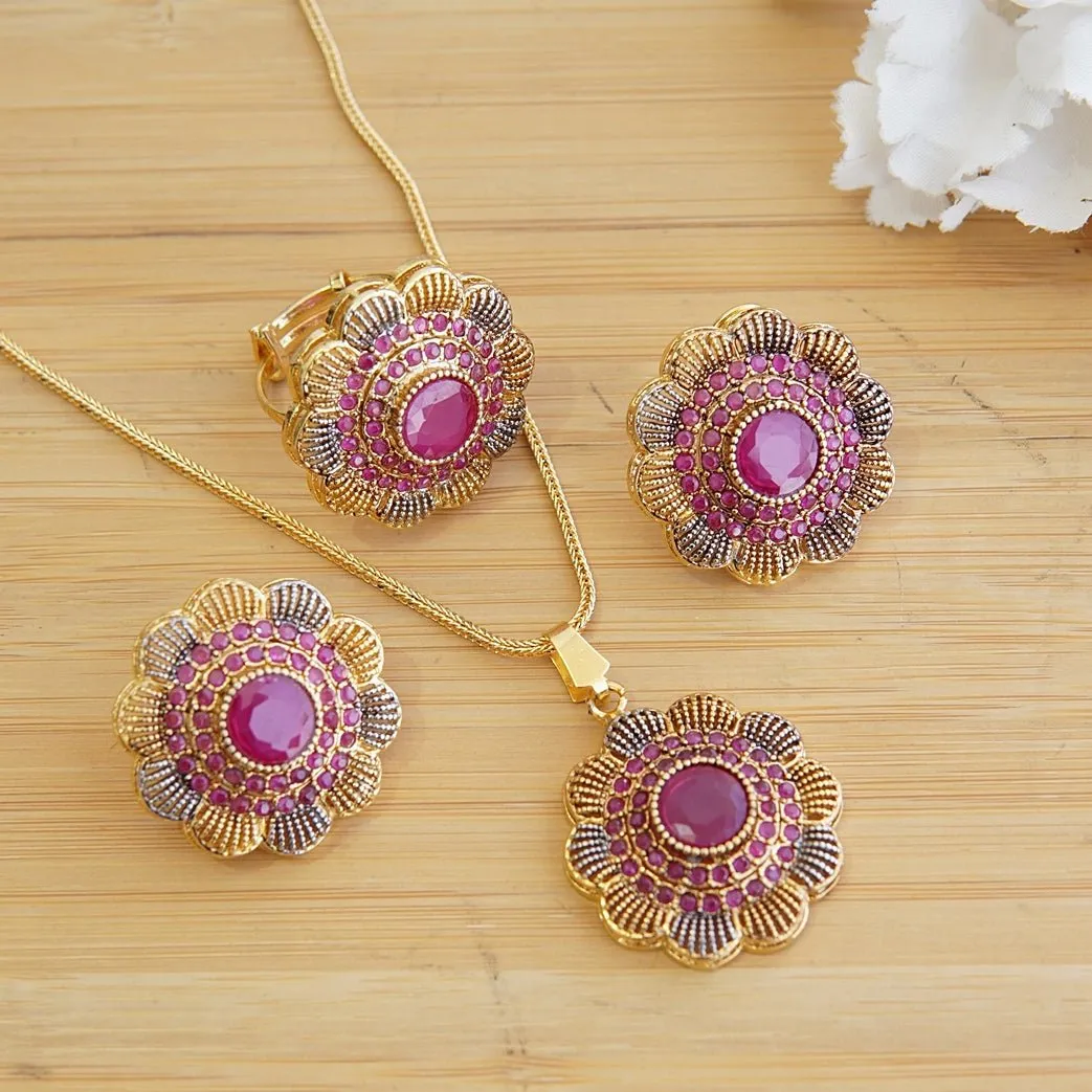 Micro Zircones Gold Plated Combo Set