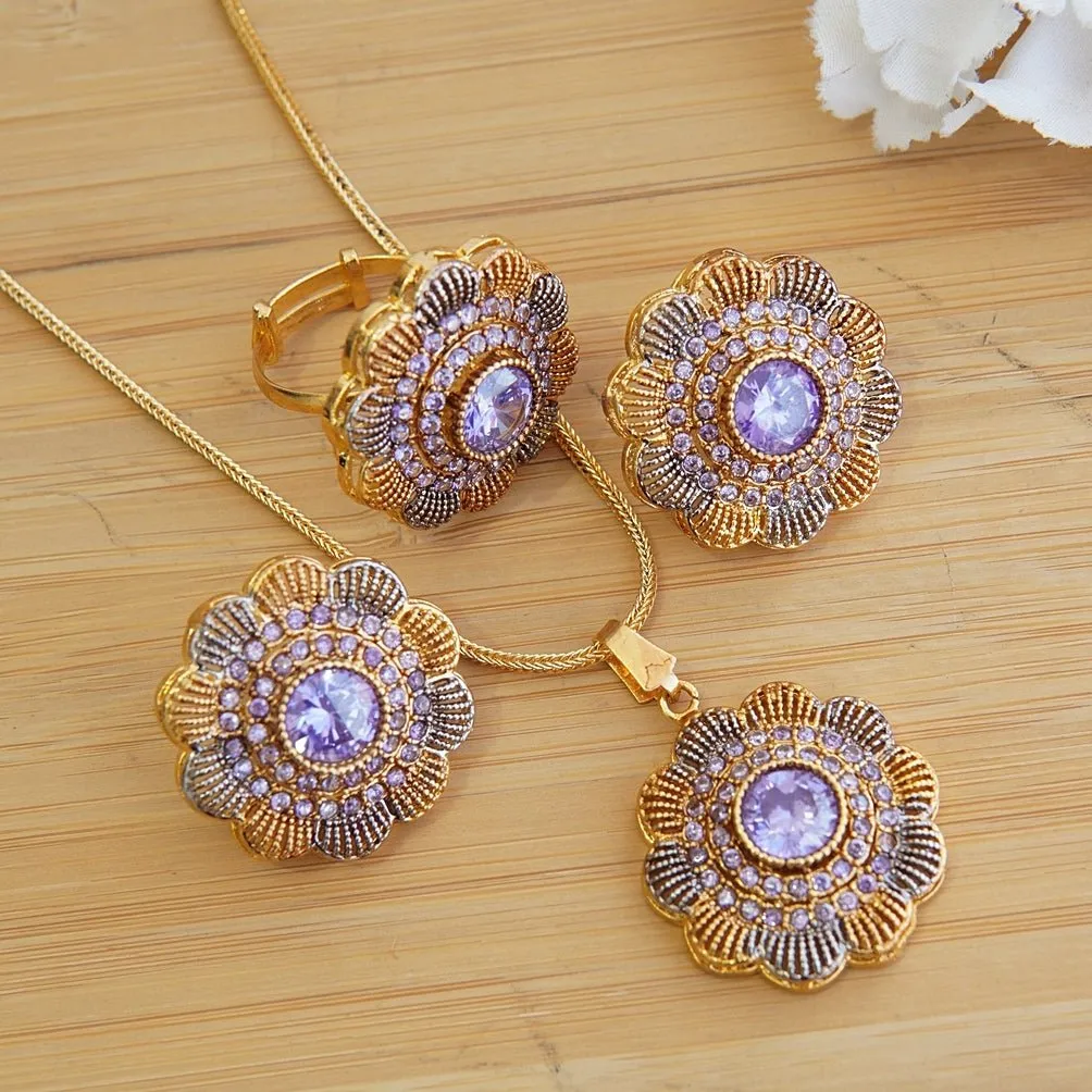 Micro Zircones Gold Plated Combo Set
