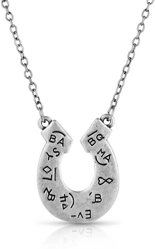 Montana Silversmiths Inner Light Turquoise Horseshoe Western Equestrian Pendant 18" Split Chain Necklace