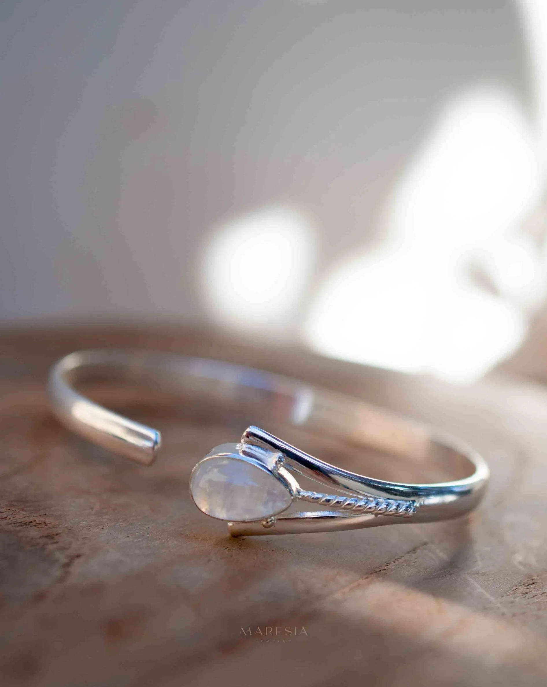 Moonstone Adjustable Bracelet ~ Sterling Silver 925 ~ MB063