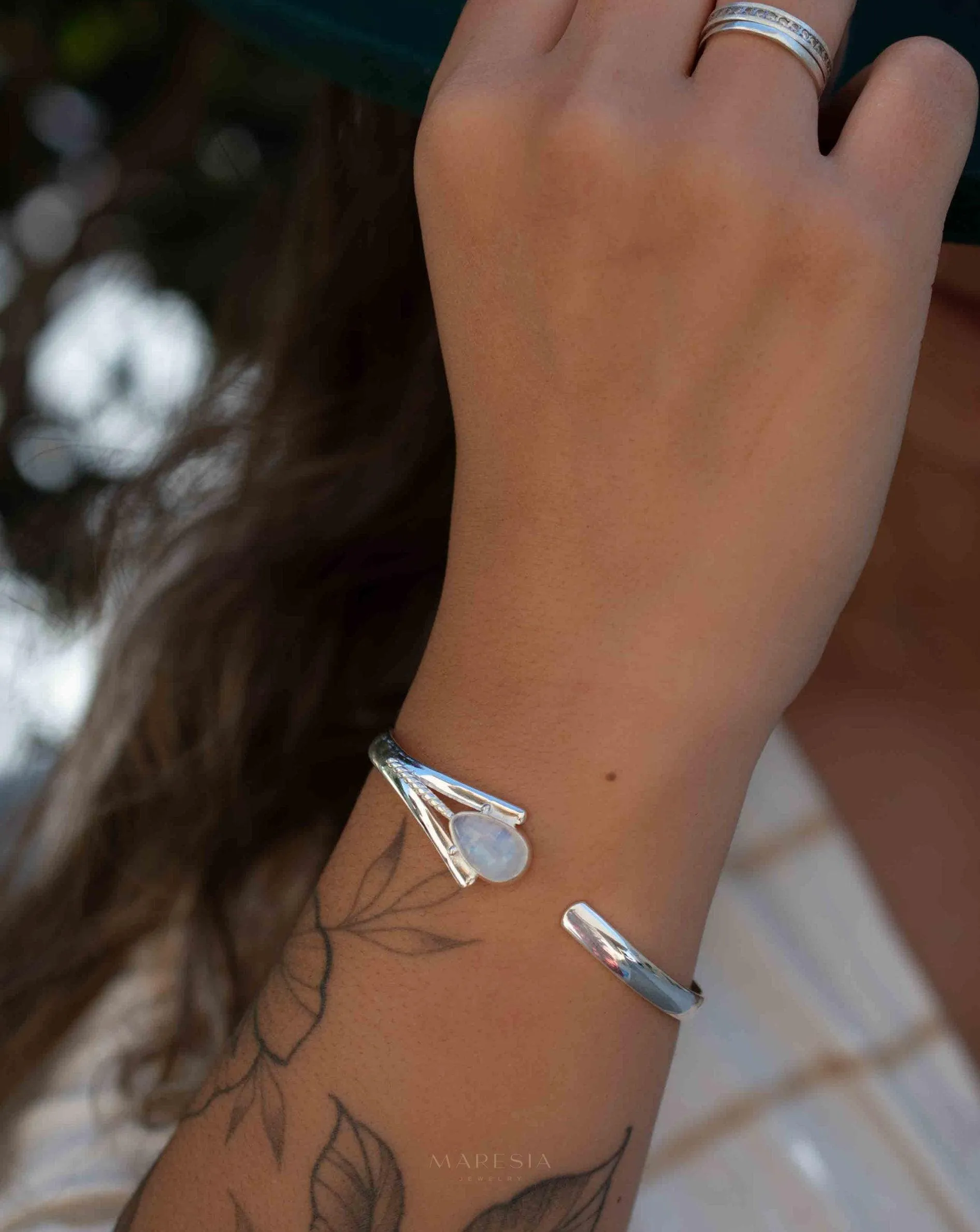 Moonstone Adjustable Bracelet ~ Sterling Silver 925 ~ MB063
