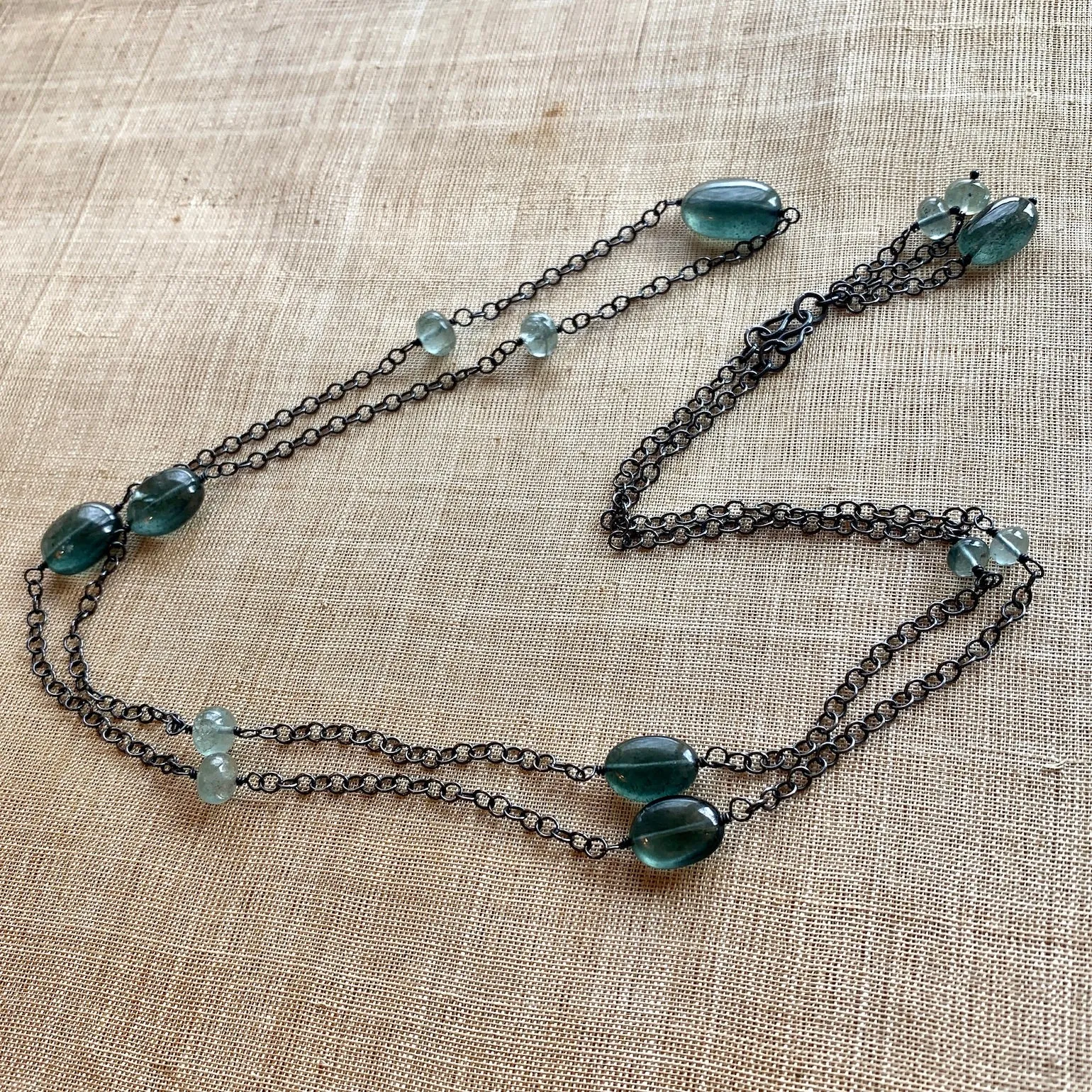 Moss Aquamarine & Sterling Necklace by Ruth