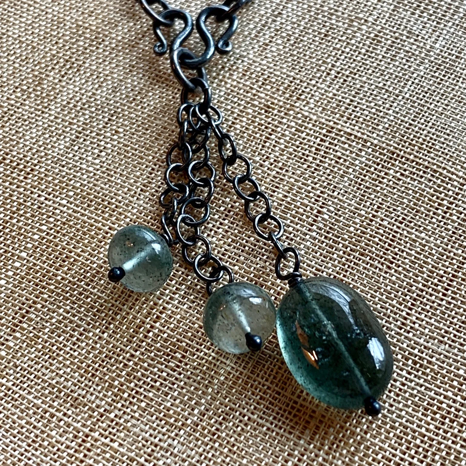 Moss Aquamarine & Sterling Necklace by Ruth