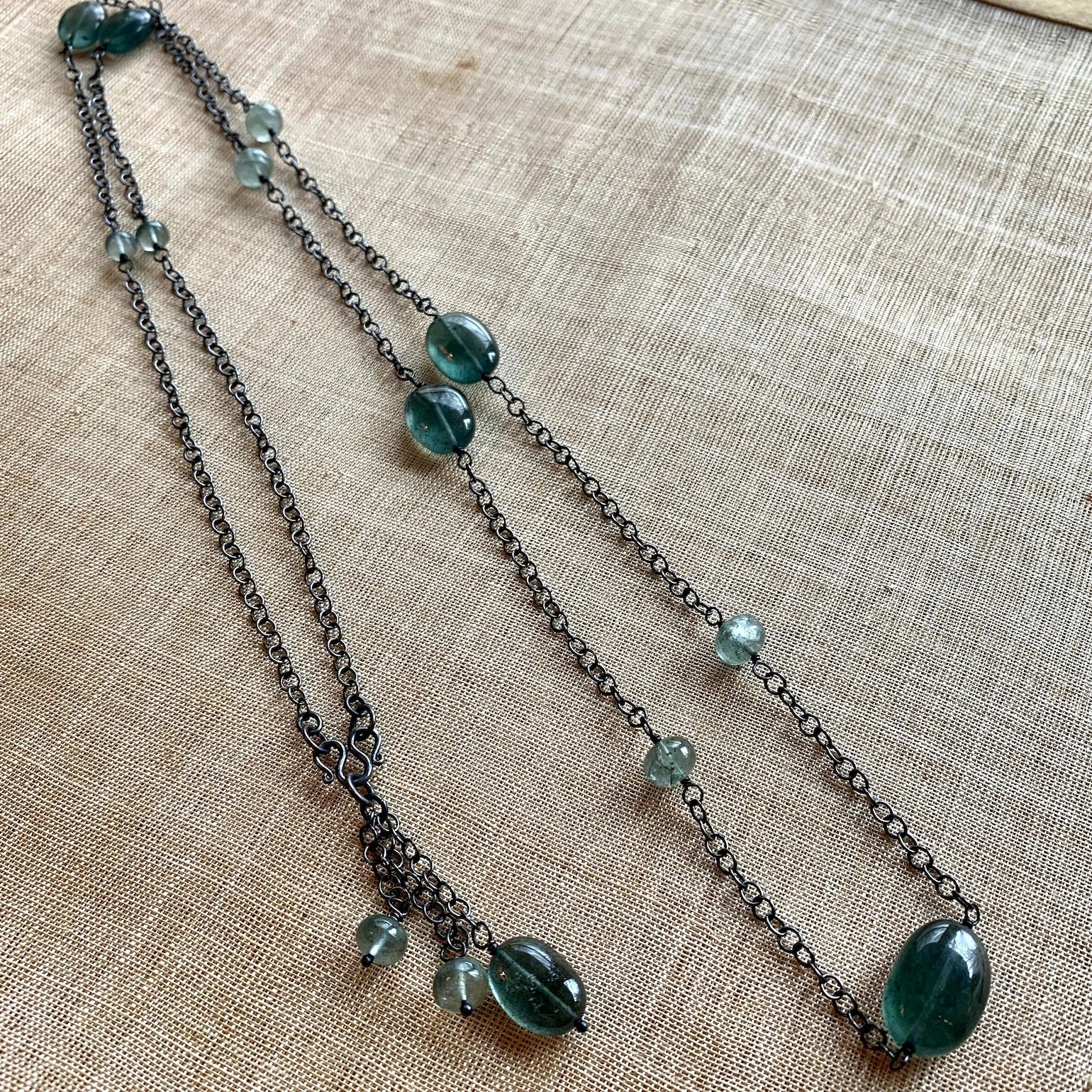 Moss Aquamarine & Sterling Necklace by Ruth