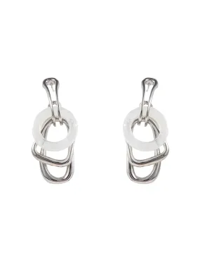 MUKTANK Millennium White Quartzite Jade Hoop Earrings