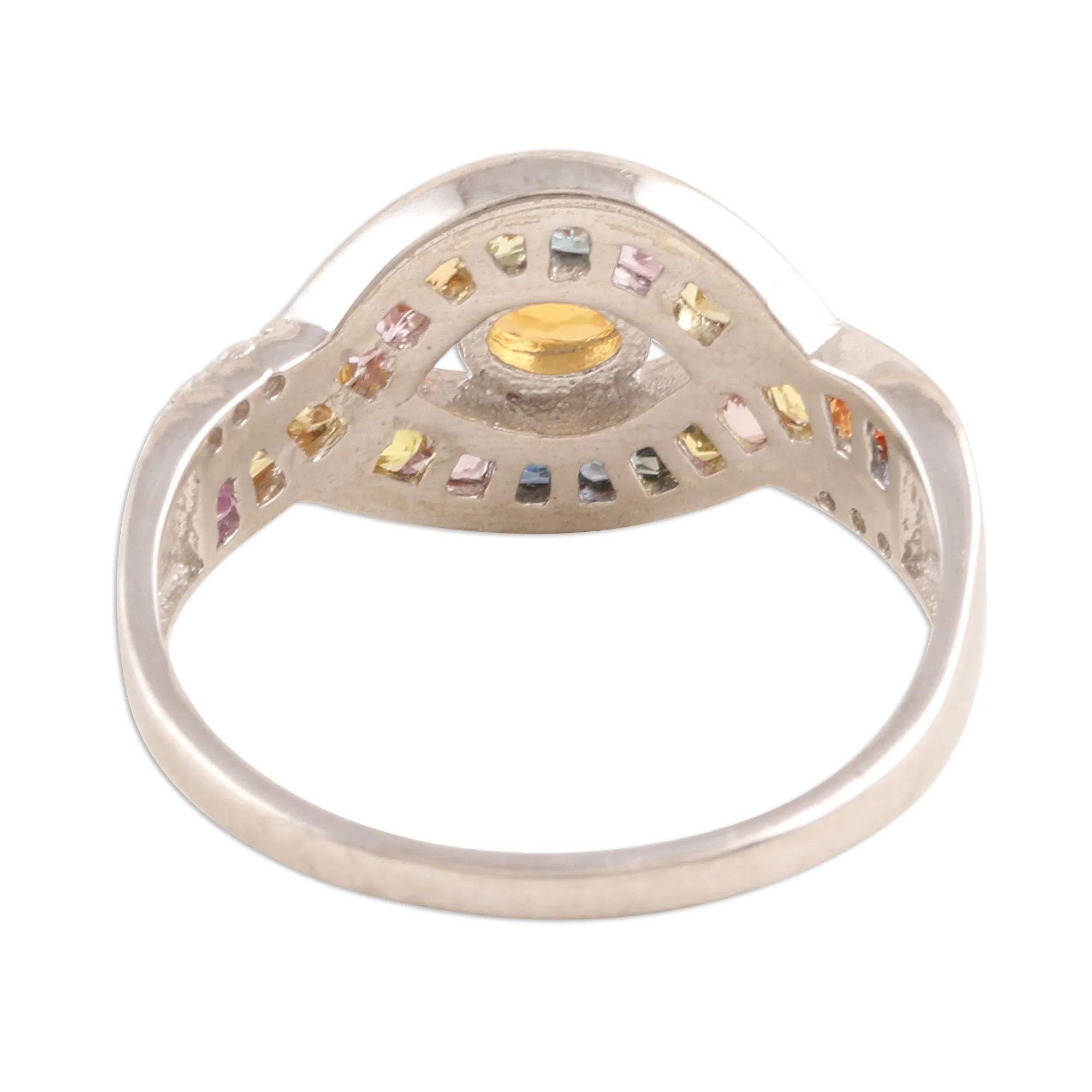Multicolored Sapphire Cocktail Ring from India - Rainbow Aura | NOVICA