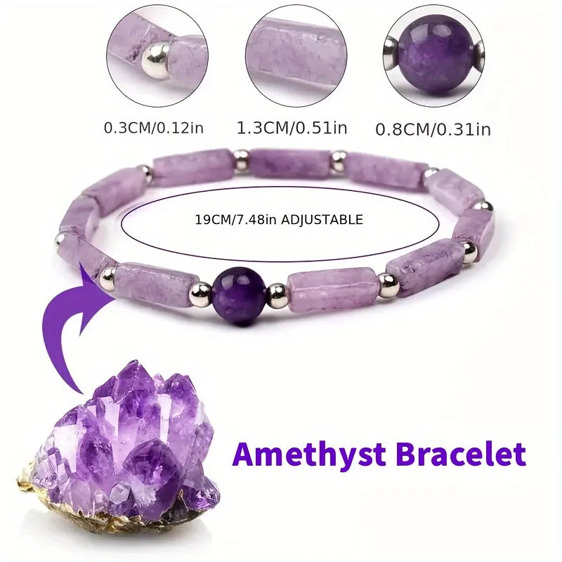 Natural Amethyst Bracelet for Energy  Unisex Design
