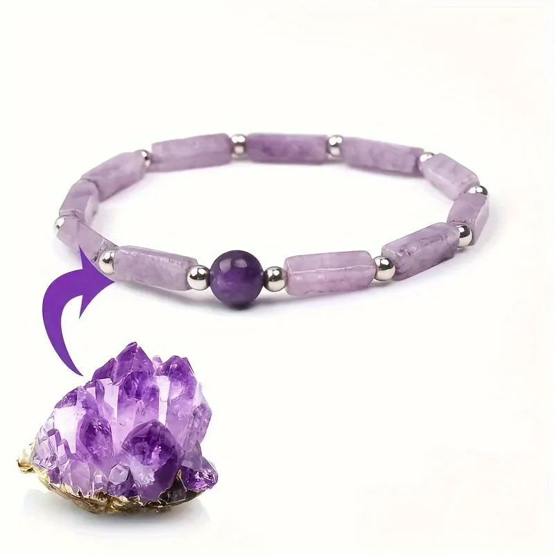 Natural Amethyst Bracelet for Energy  Unisex Design