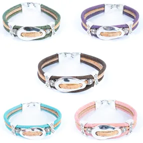 Natural Cork and  Alloy accessories Handmade Women's cork Bracelet BR-494-MIX-5