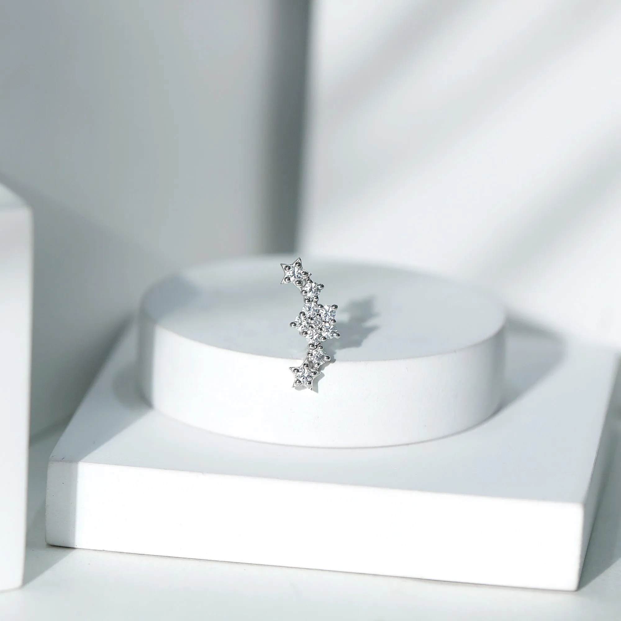 Natural Diamond Star Ear Crawler Earring
