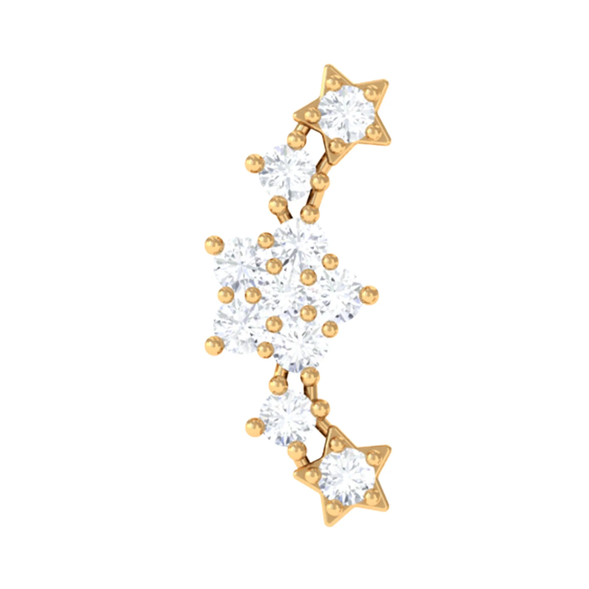 Natural Diamond Star Ear Crawler Earring