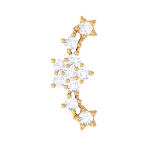 Natural Diamond Star Ear Crawler Earring