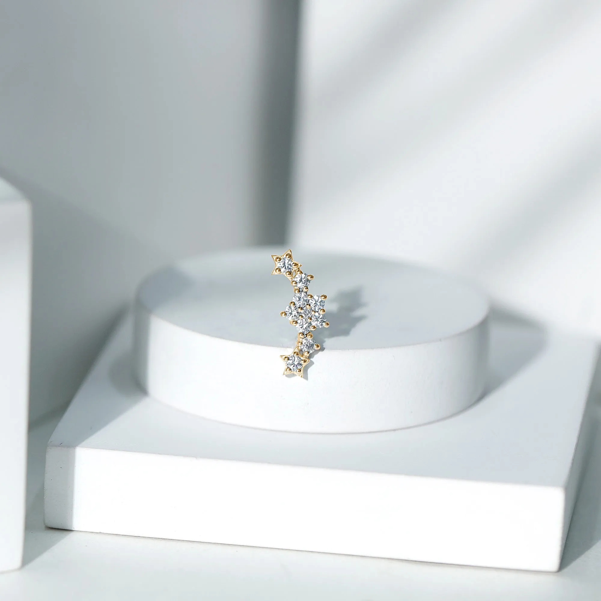 Natural Diamond Star Ear Crawler Earring