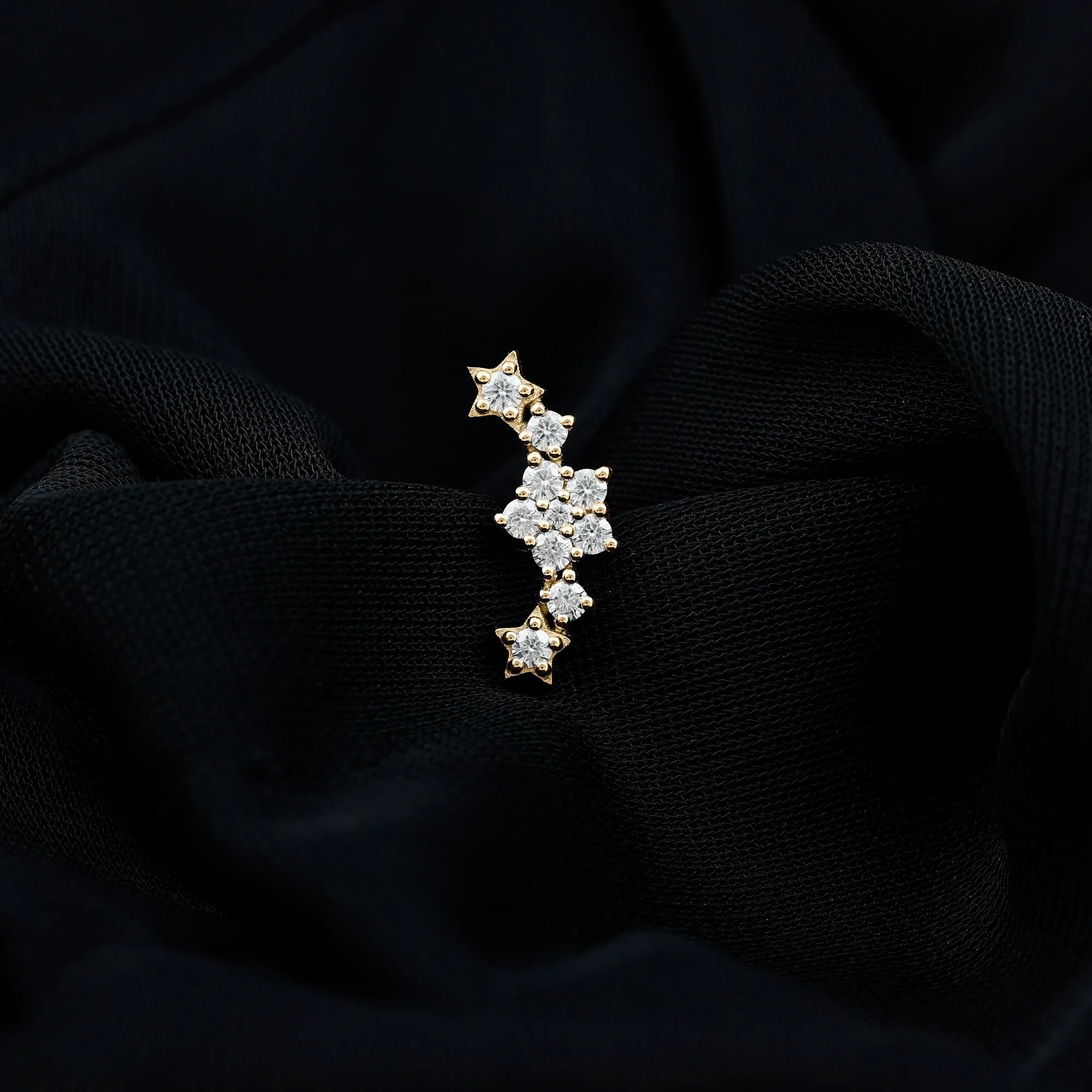 Natural Diamond Star Ear Crawler Earring