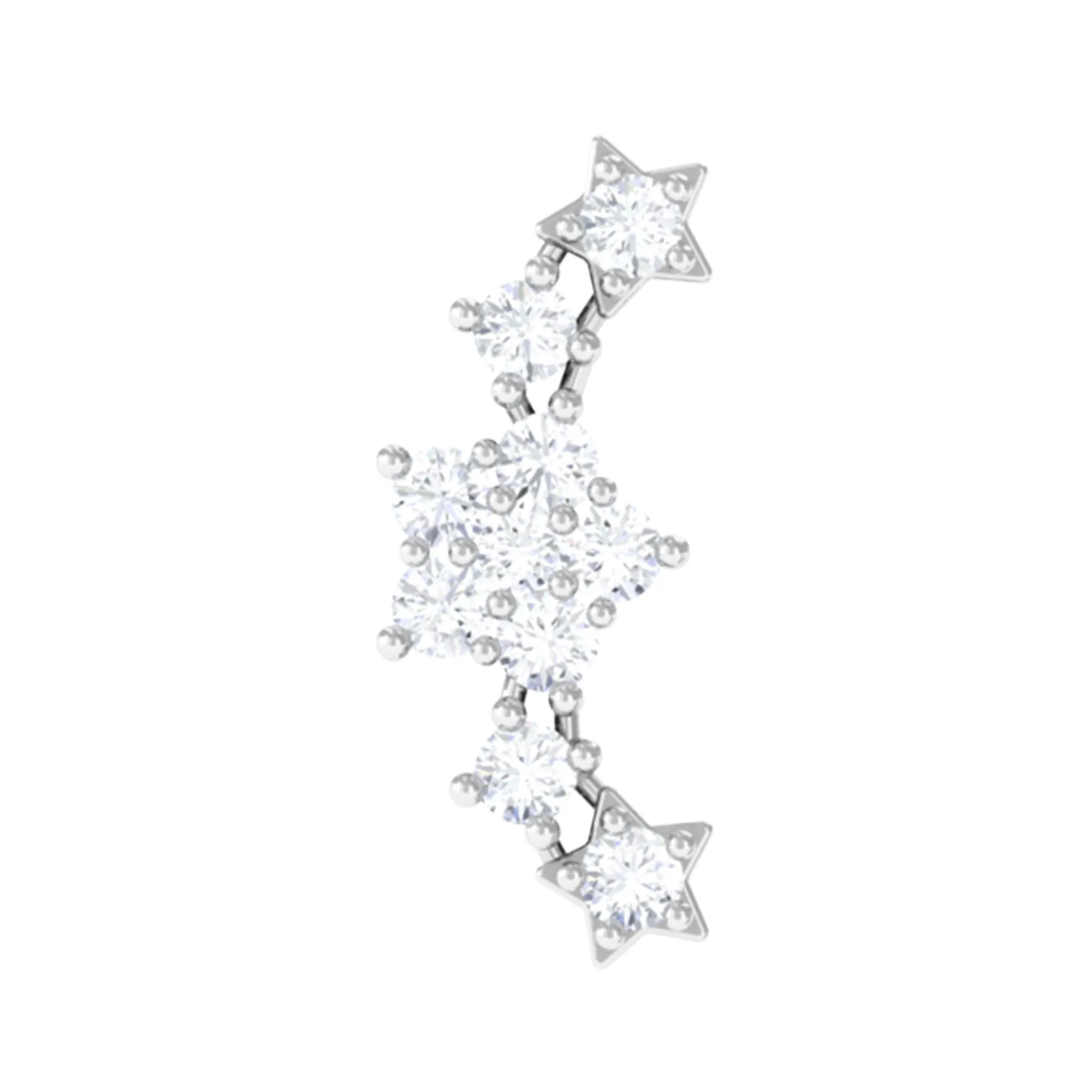Natural Diamond Star Ear Crawler Earring