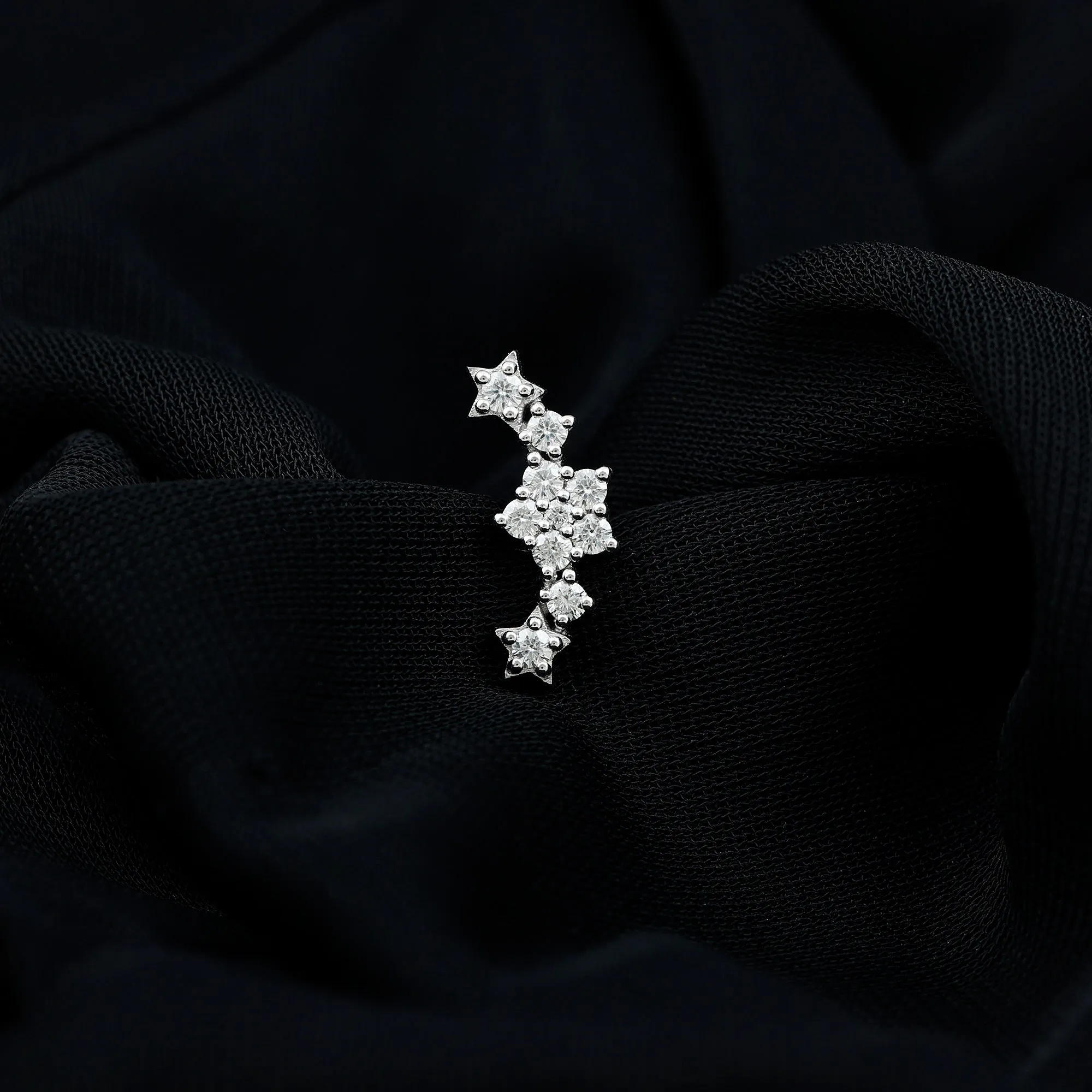 Natural Diamond Star Ear Crawler Earring