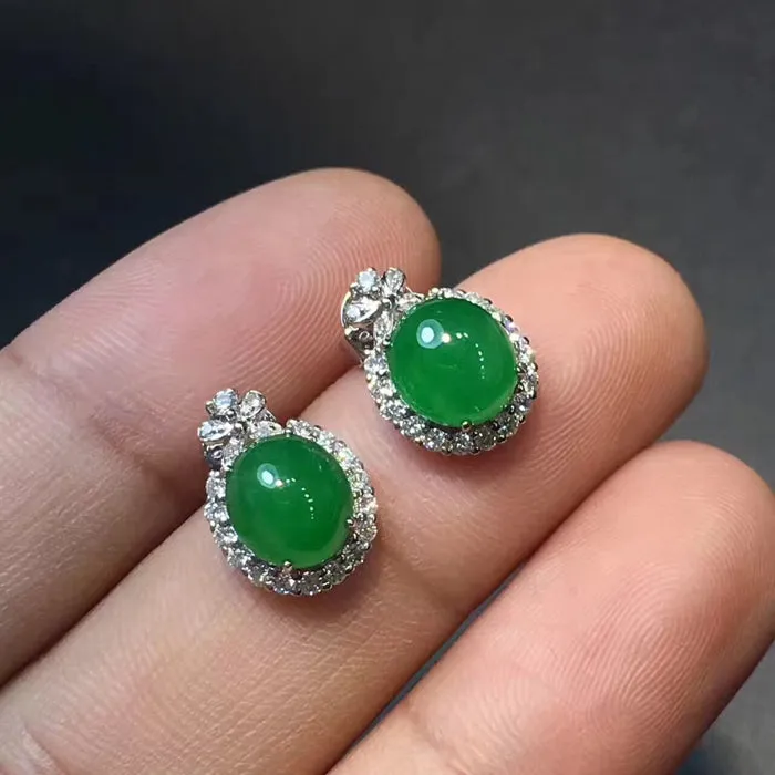 Natural Jade Earrings Jadeite Earrings NEG14