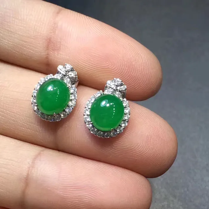 Natural Jade Earrings Jadeite Earrings NEG14
