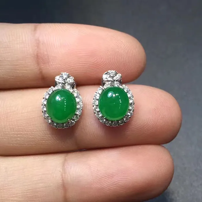 Natural Jade Earrings Jadeite Earrings NEG14