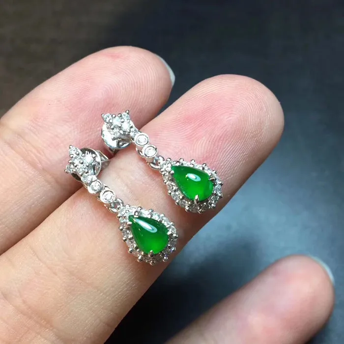Natural Jade Earrings Jadeite Earrings NEG32