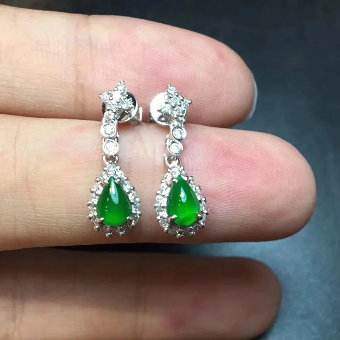 Natural Jade Earrings Jadeite Earrings NEG32