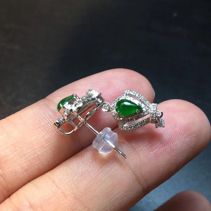 Natural Jade Earrings Jadeite Earrings NEG42