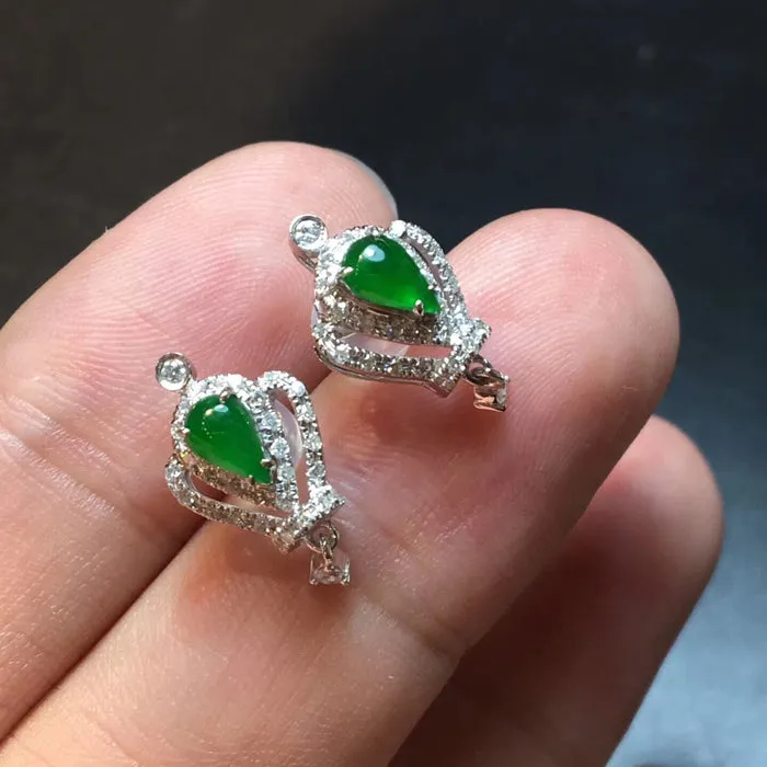 Natural Jade Earrings Jadeite Earrings NEG42