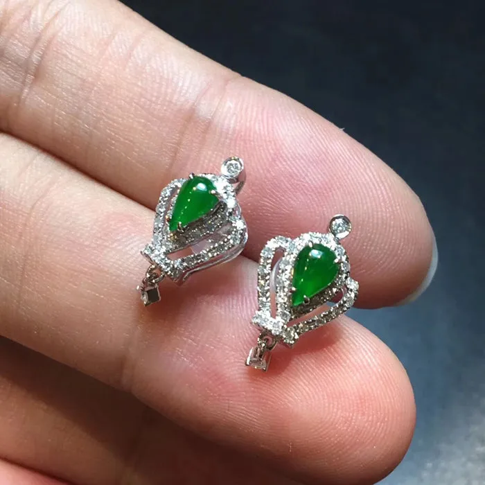 Natural Jade Earrings Jadeite Earrings NEG42