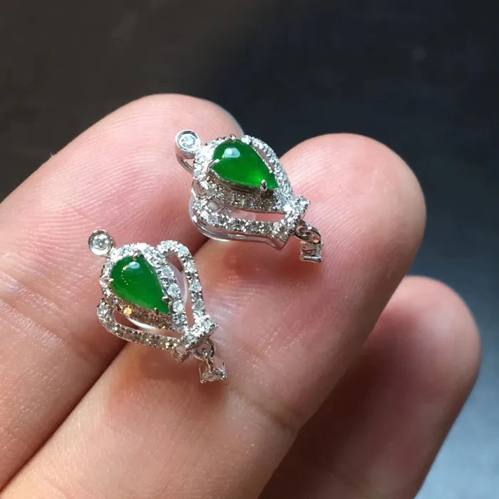 Natural Jade Earrings Jadeite Earrings NEG42