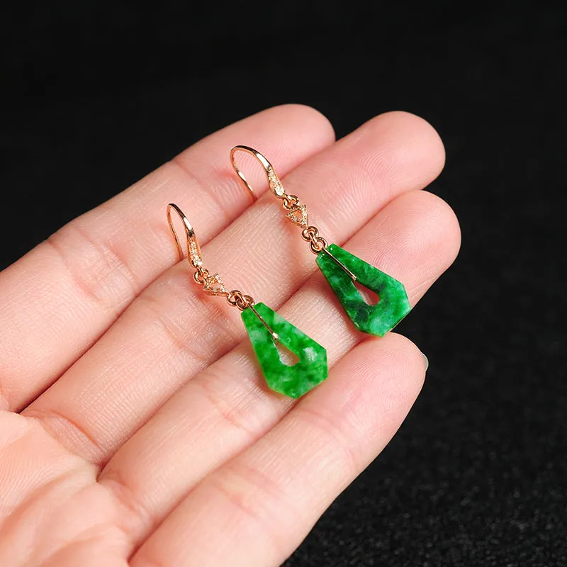 Natural Jade Earrings Jadeite Gold Earrings EG11