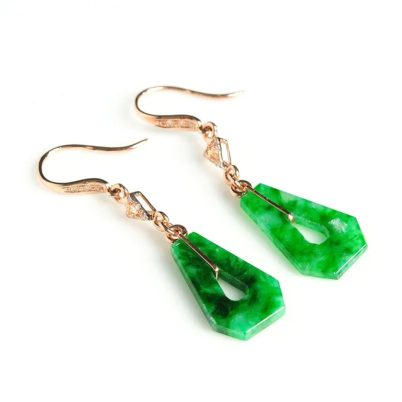 Natural Jade Earrings Jadeite Gold Earrings EG11
