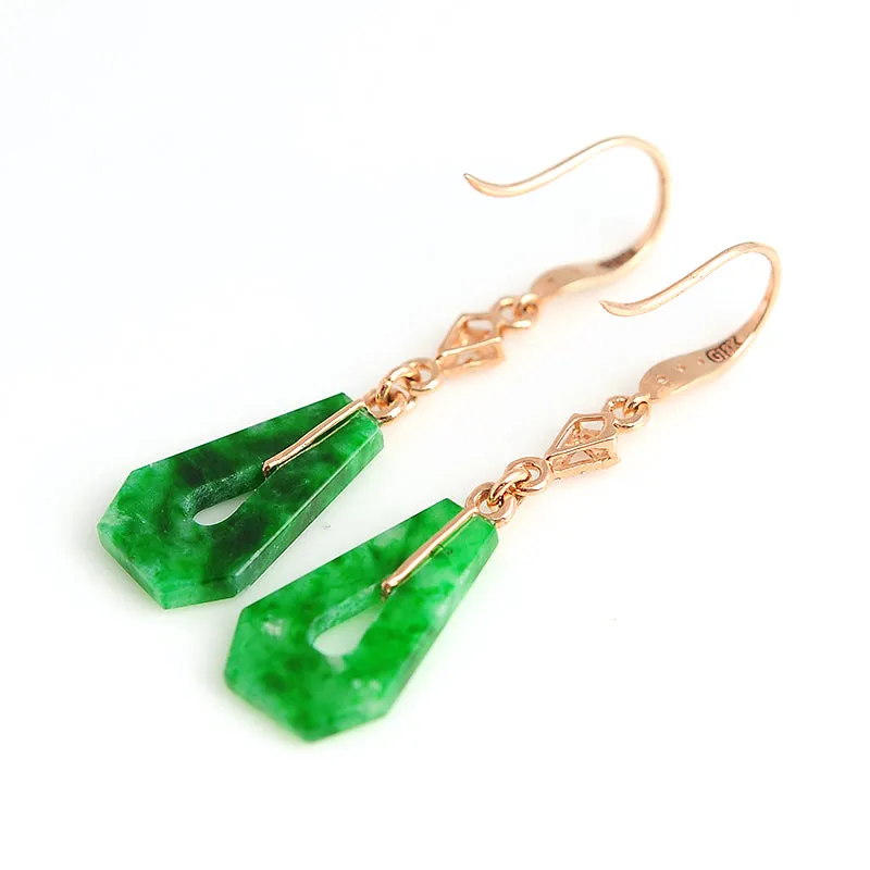 Natural Jade Earrings Jadeite Gold Earrings EG11
